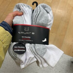 NWT Layer 8 Men's Cushioned Socks - 15 Pairs